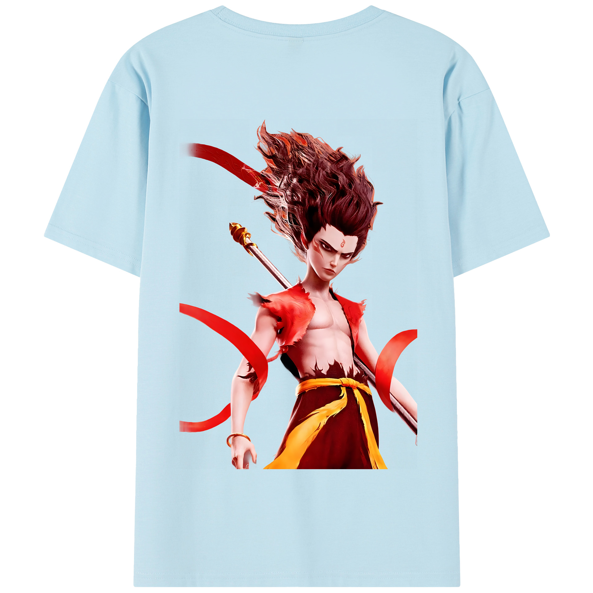（画像用） Ne Zha 2 ナタ 魔童の大暴れ 綿100％半袖Tシャツ（背面プリント）